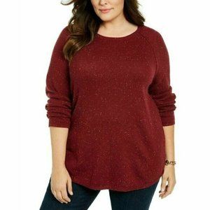Karen Scott Curved Hem Sweater Merlot 3X